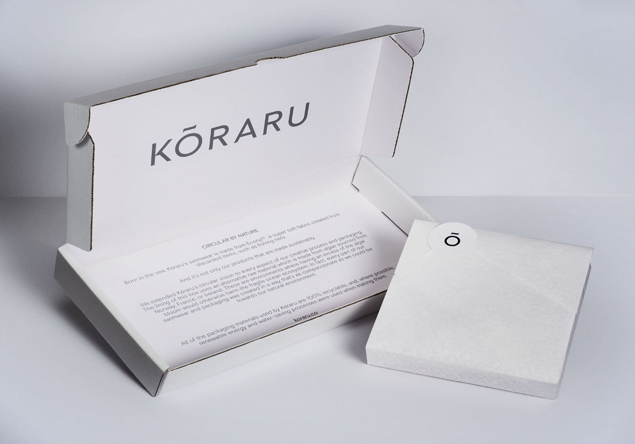 Koraru origami packaging for sustainable swimsuits