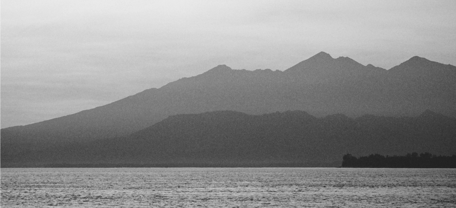 sea landscape with mountains in the background