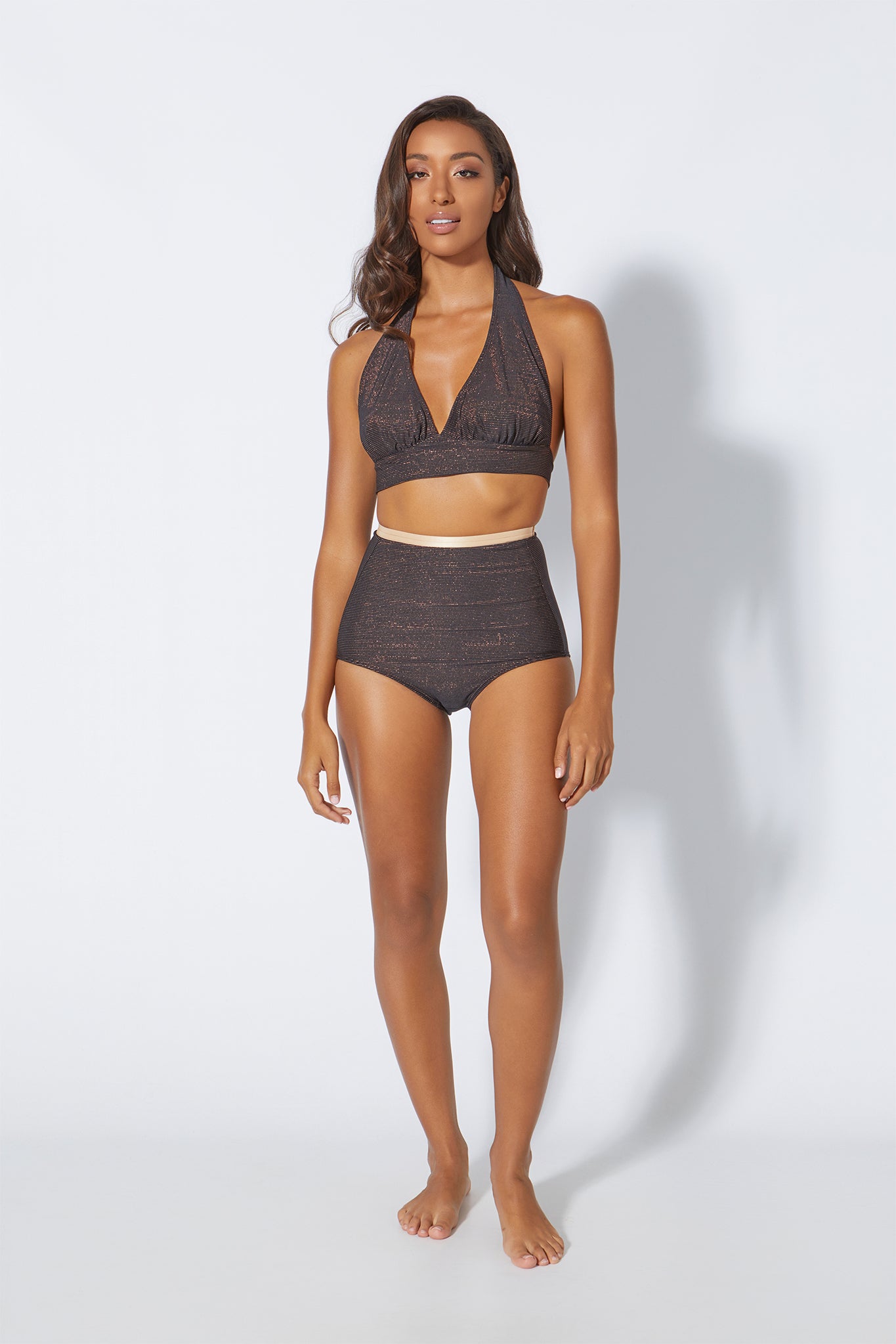 halterneck olive green bikini top
