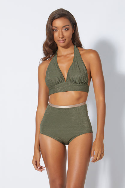 green halterneck bikini top