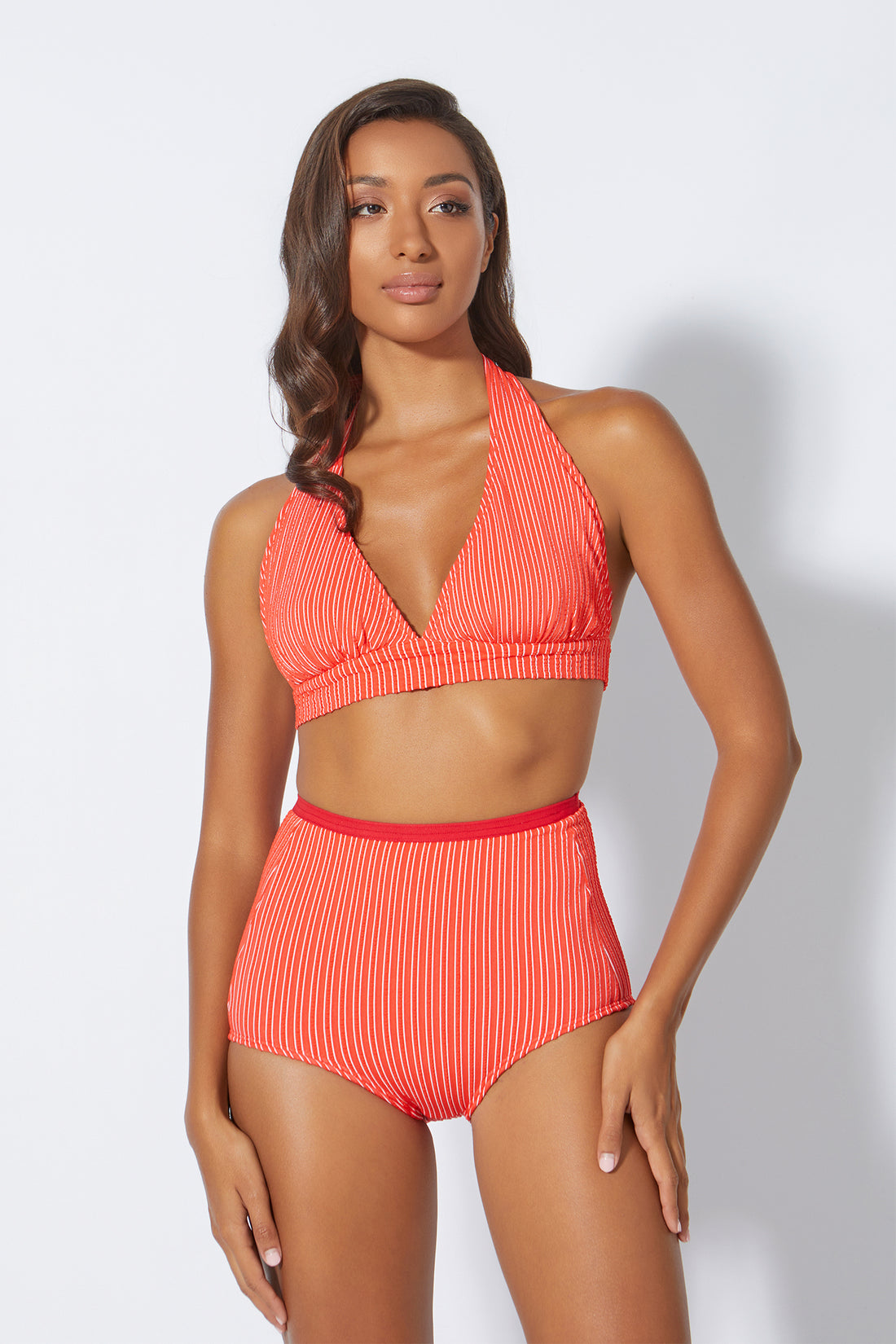 high waist red bikini bottoms