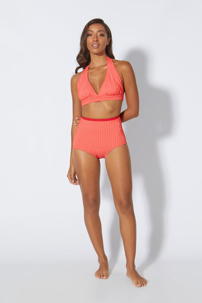 red high waist bikini bottoms