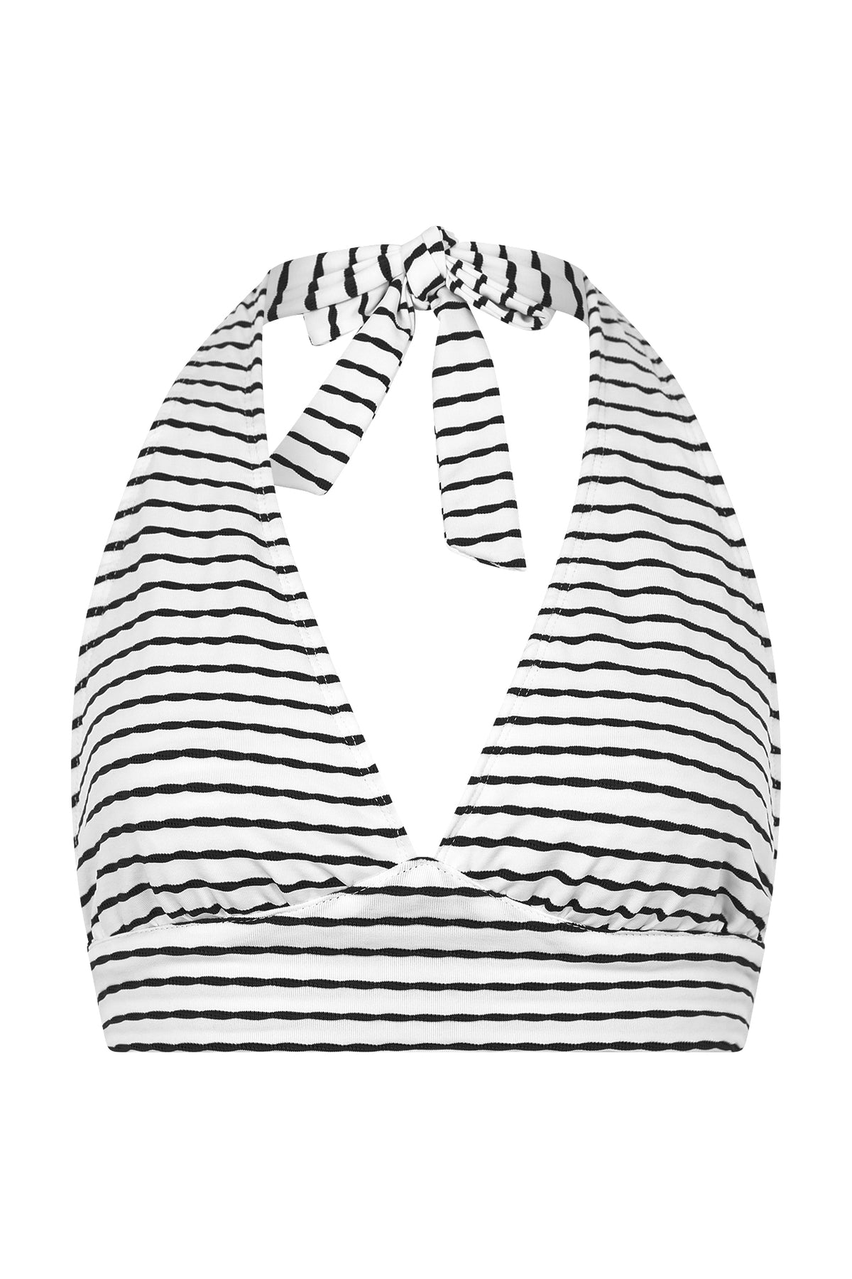 Bellina Halter Bikini Top in black and white stripe by Kōraru