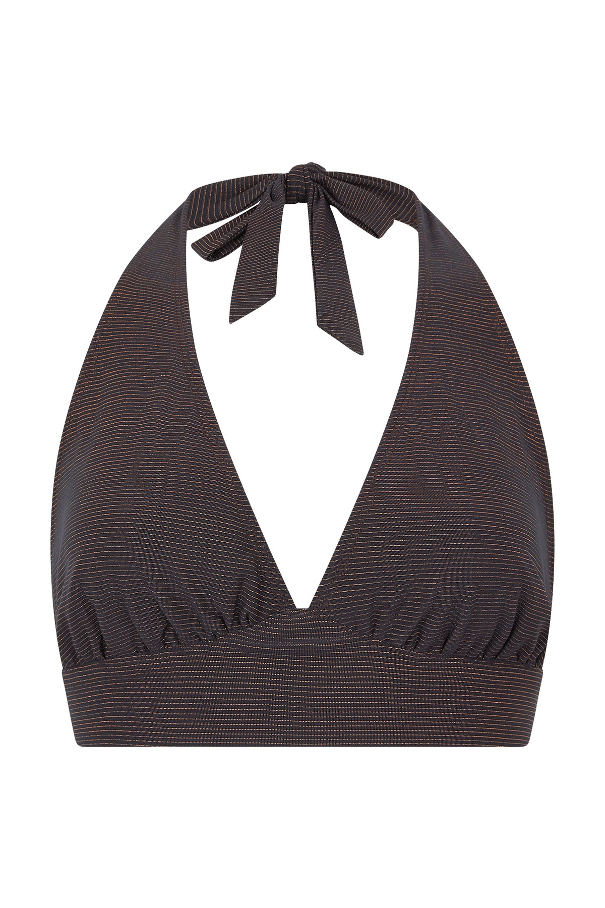 Bellina Halter Bikini Top in bronze stripe by Kōraru