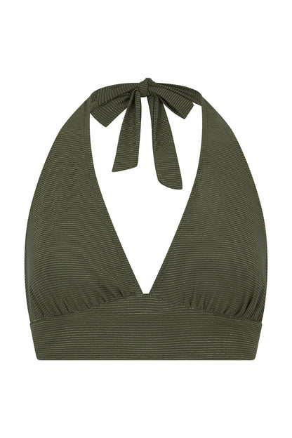 green halterneck bikini top