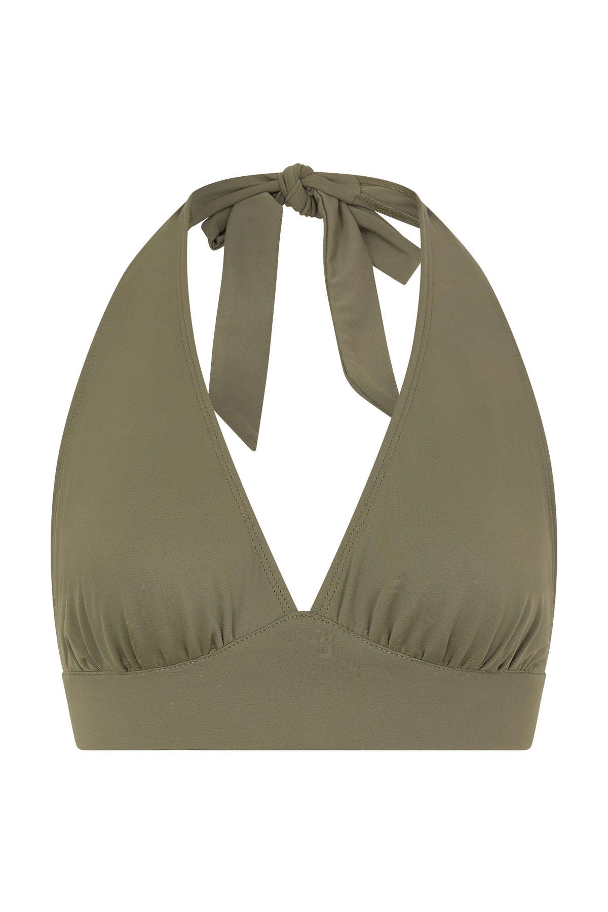 Bellina Halter Bikini Top in olive green by Kōraru