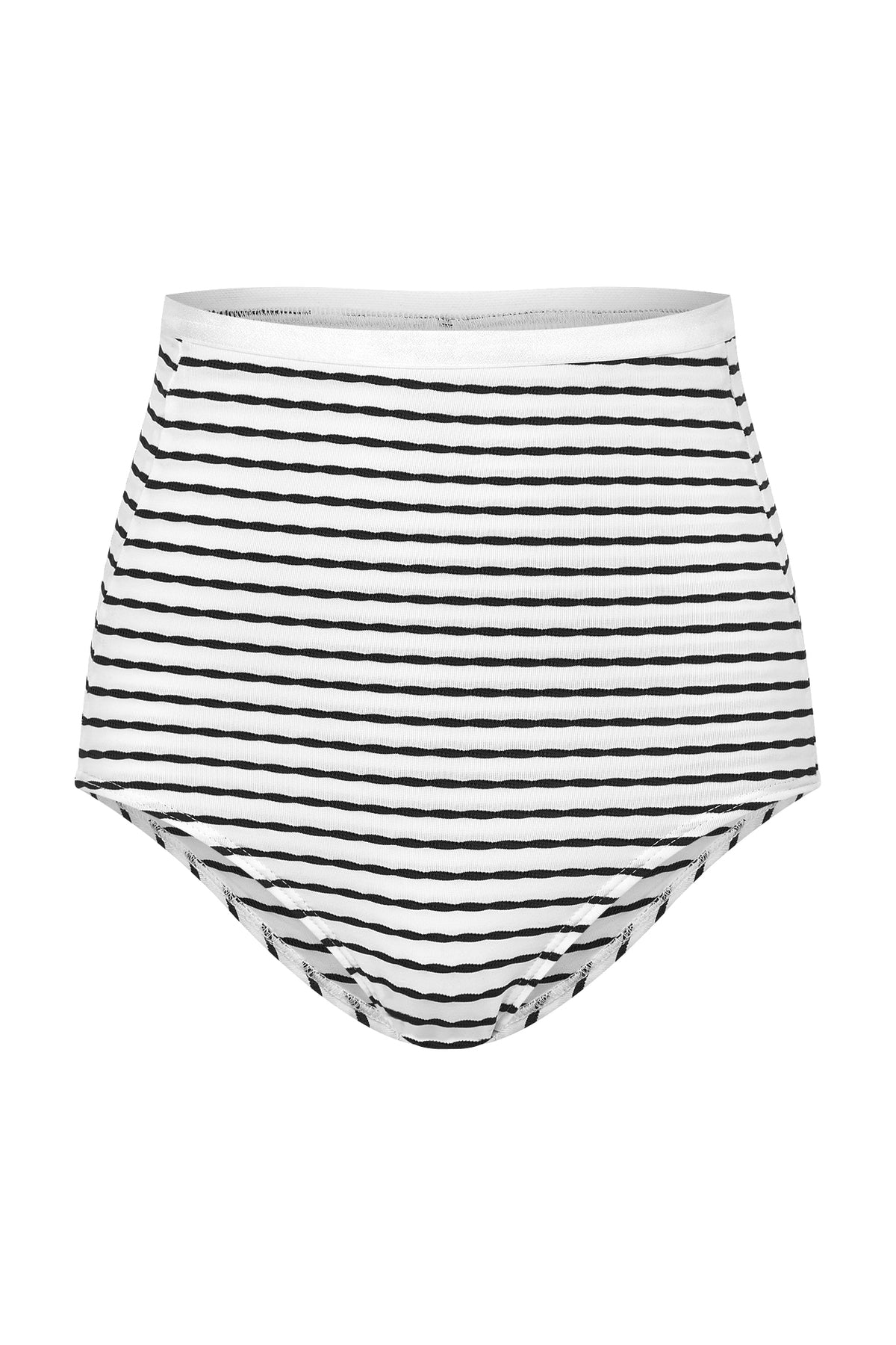 Bellina High Waist Bikini Bottoms in black and white stripe by Kōraru