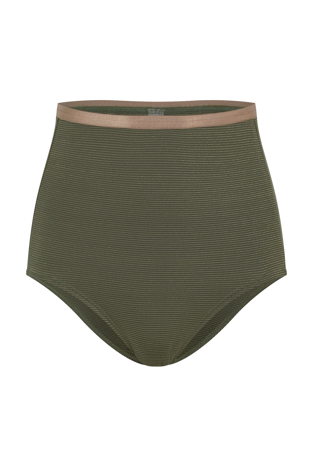Bellina High Waist Bikini Bottoms Green Stripes