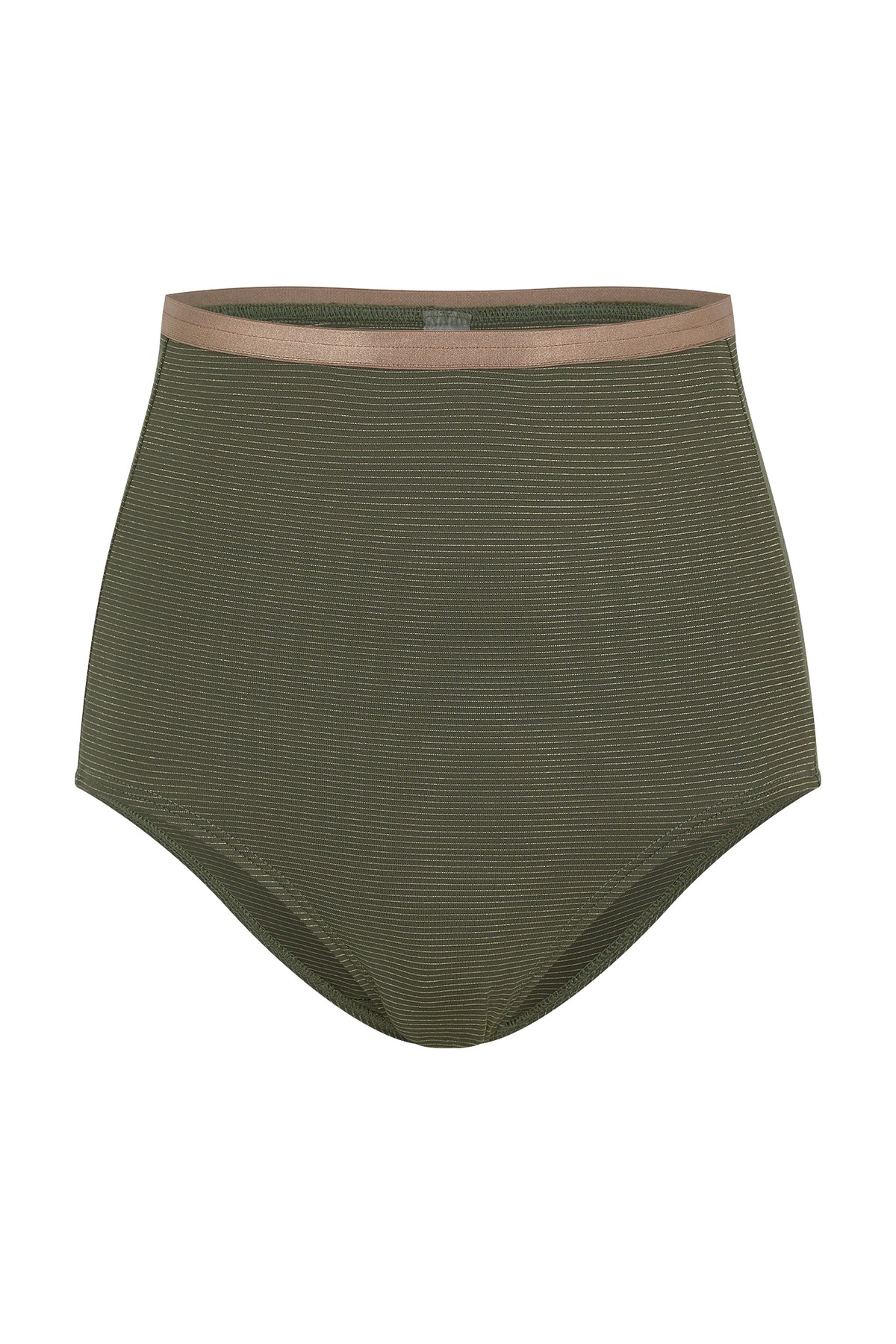 Bellina High Waist Bikini Bottoms in green stripe by Kōraru
