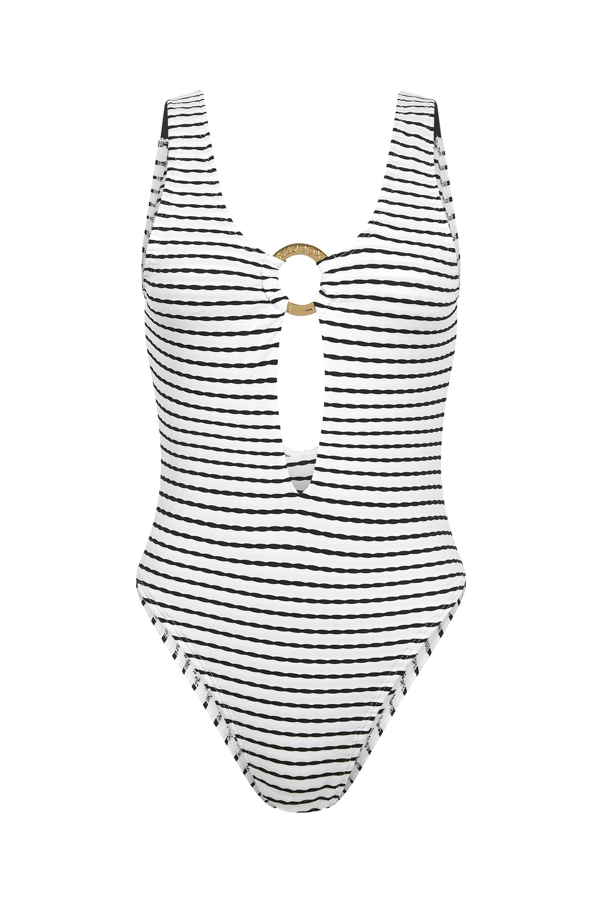 Gonio One-Piece Swimsuit in black and white stripe by Kōraru