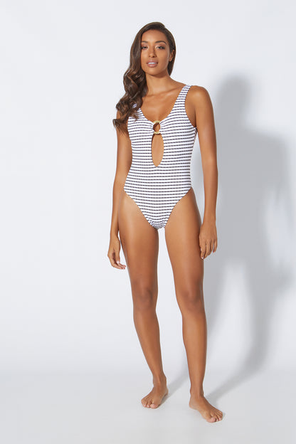 one piece black and white swimsuit