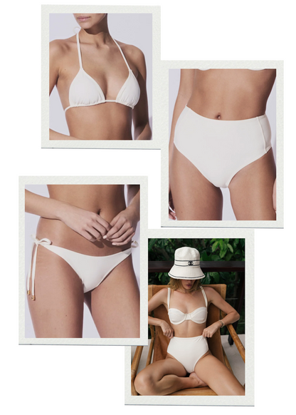 Eco friendly swimwear side white triangle bikini top tie bikini top ethical swimwear luxury swimsuits koraru
