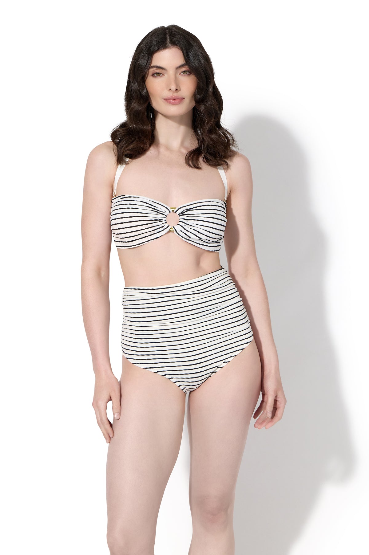 Nikko Scrunch Bikini Bottoms in black and white stripe by Kōraru