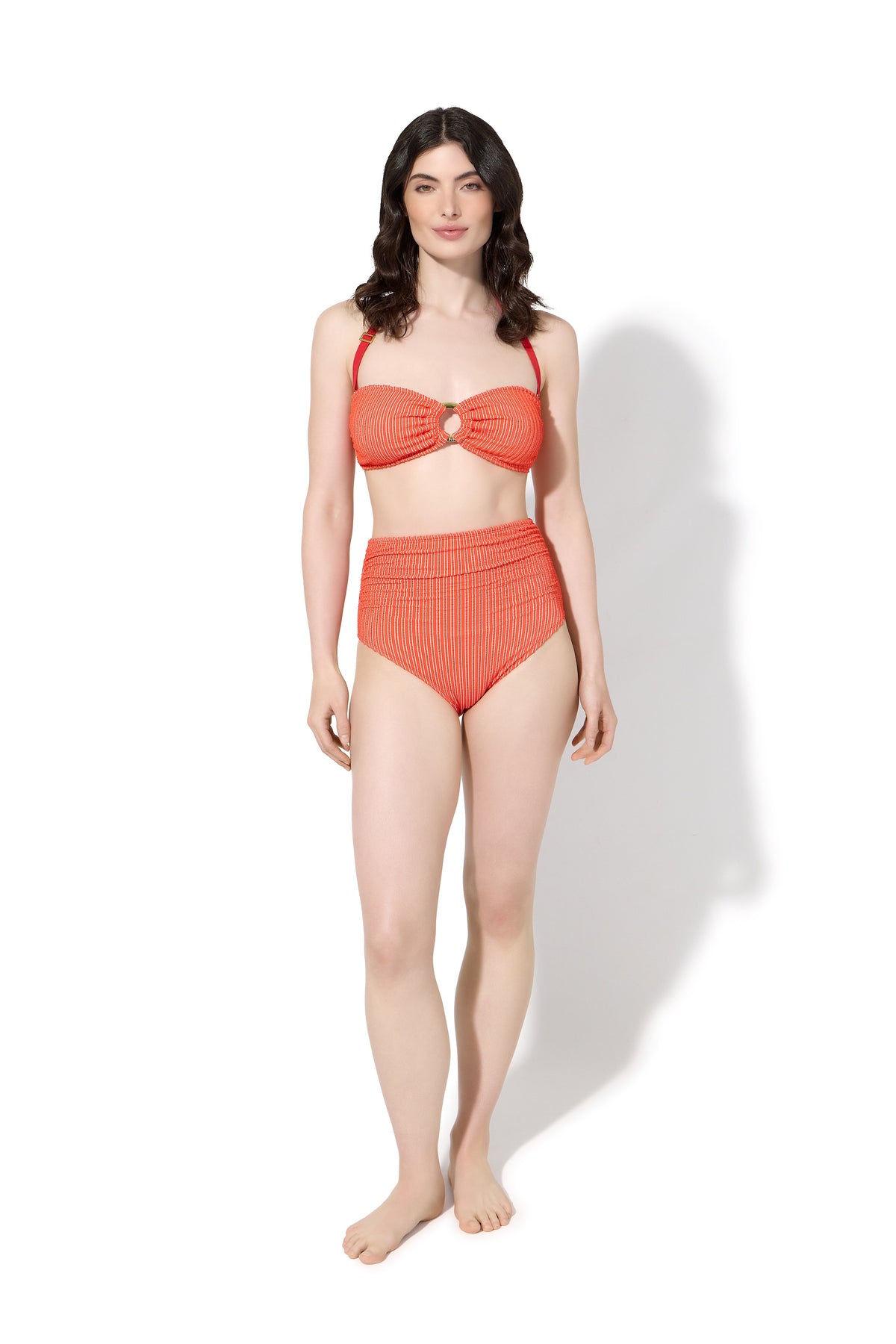 Nikko Scrunch Bikini Bottoms in red stripe by Kōraru