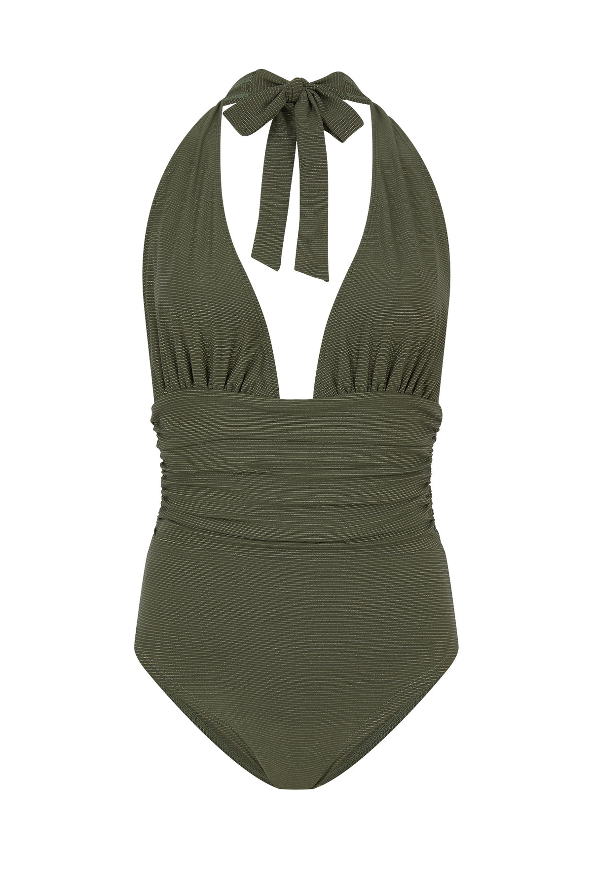 Ryana One-Piece Swimsuit in green stripe by Kōraru