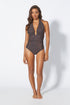 bronze one piece bathing suit