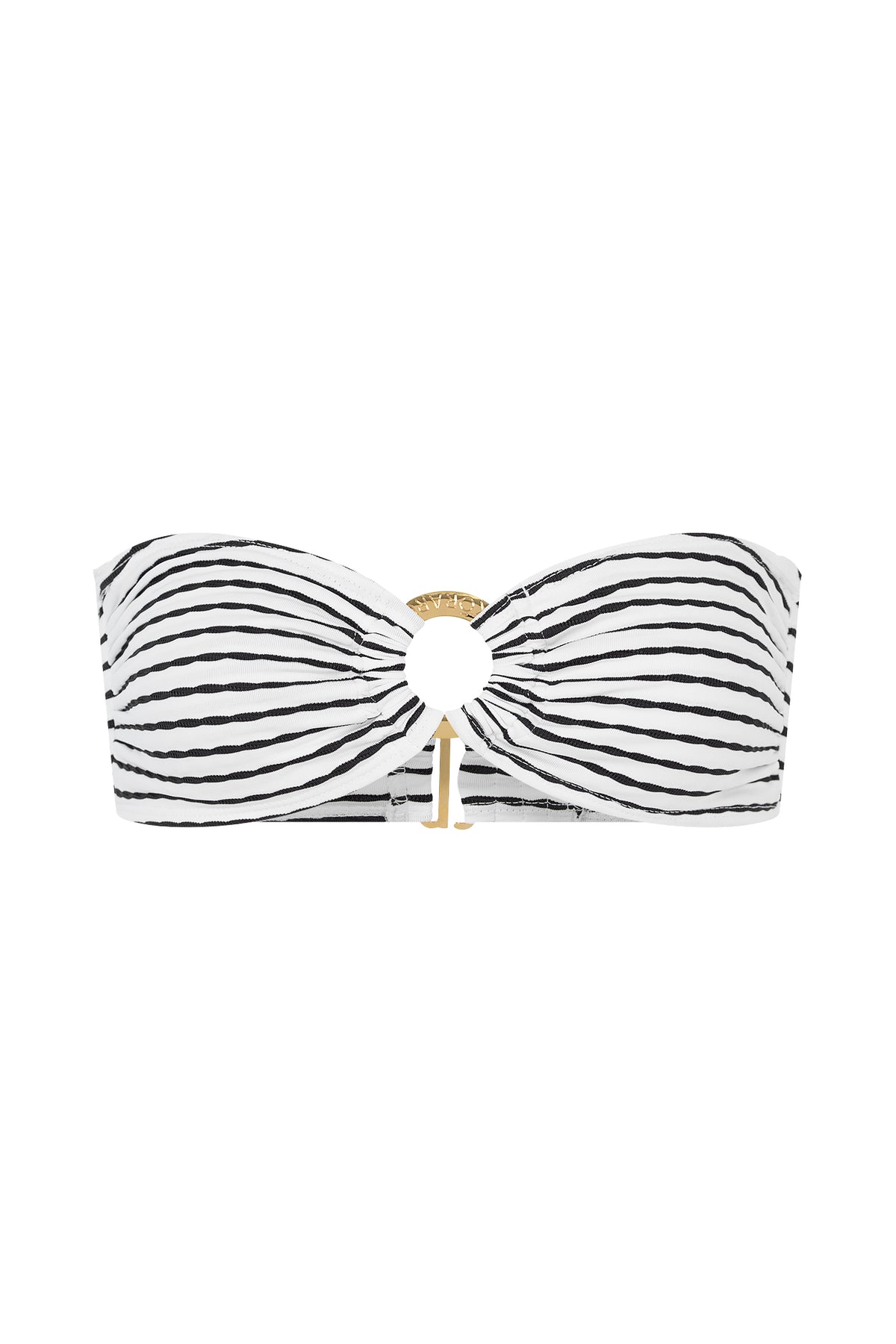 Tulosa Bandeau Bikini Top in black and white stripe by Kōraru