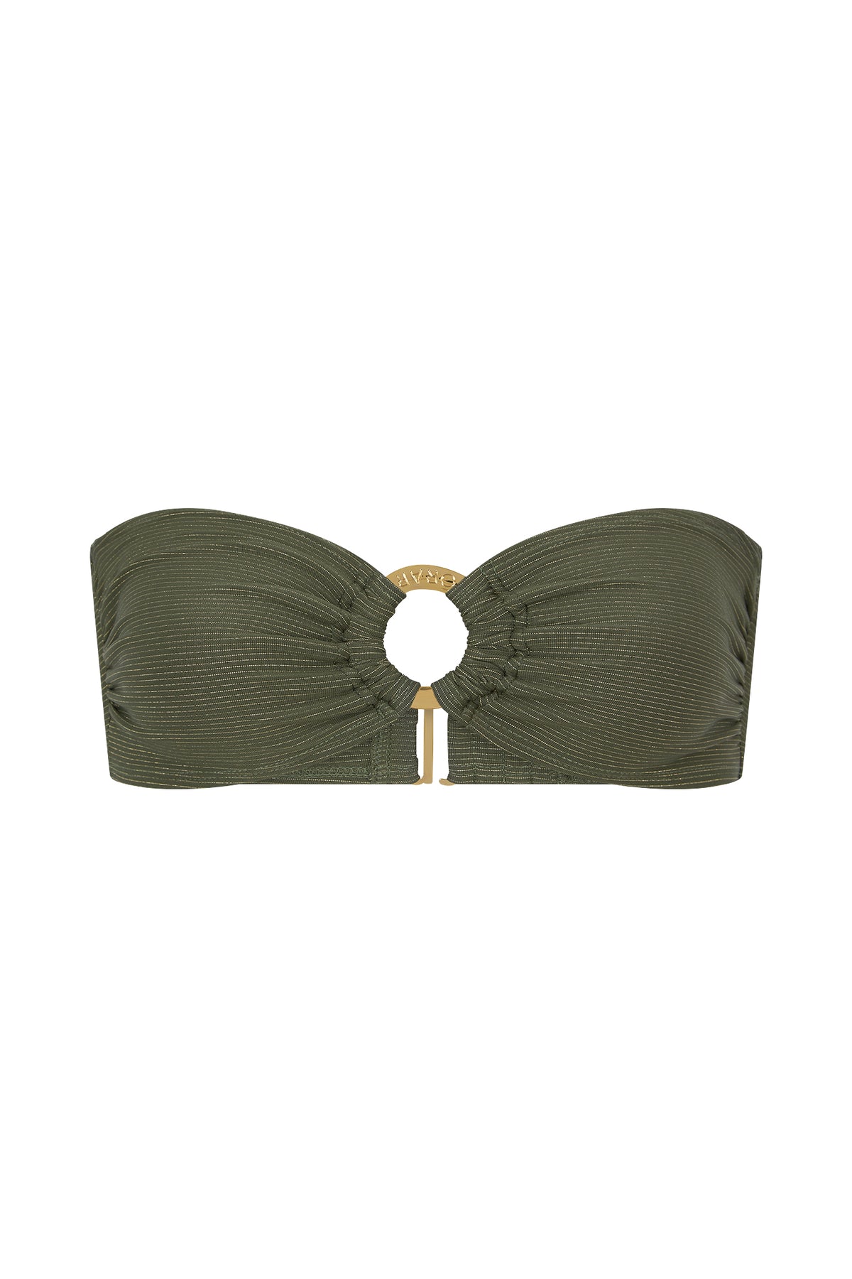 Tulosa Bandeau Bikini Top in green stripe by Kōraru