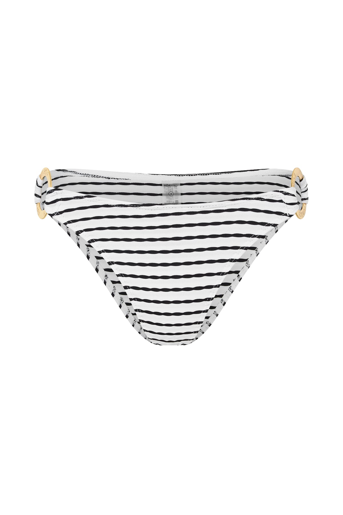 Tulosa Mid Rise Bikini Bottoms in black and white stripe by Kōraru