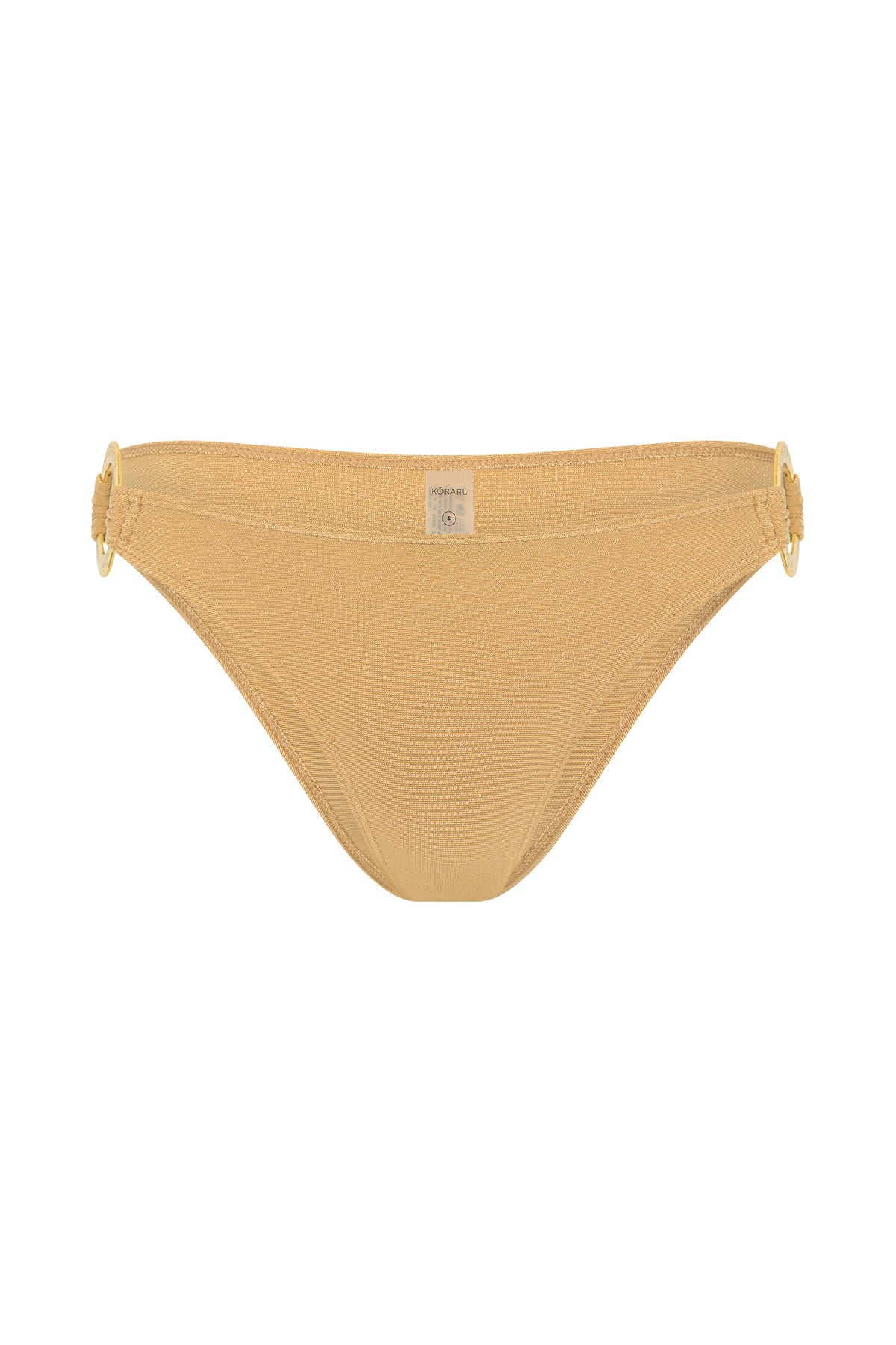 Tulosa Mid Rise Bikini Bottoms in light gold by Kōraru