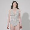 Ryana One Piece Swimsuit in black and white stripe by Kōraru