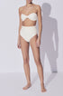 Ethical swimwear brand Koraru swimwear makes good coverage bikinis and high coverage bikini sets. Our white bikinis and high waist bottoms are most wanted by luxury swimwear shoppers