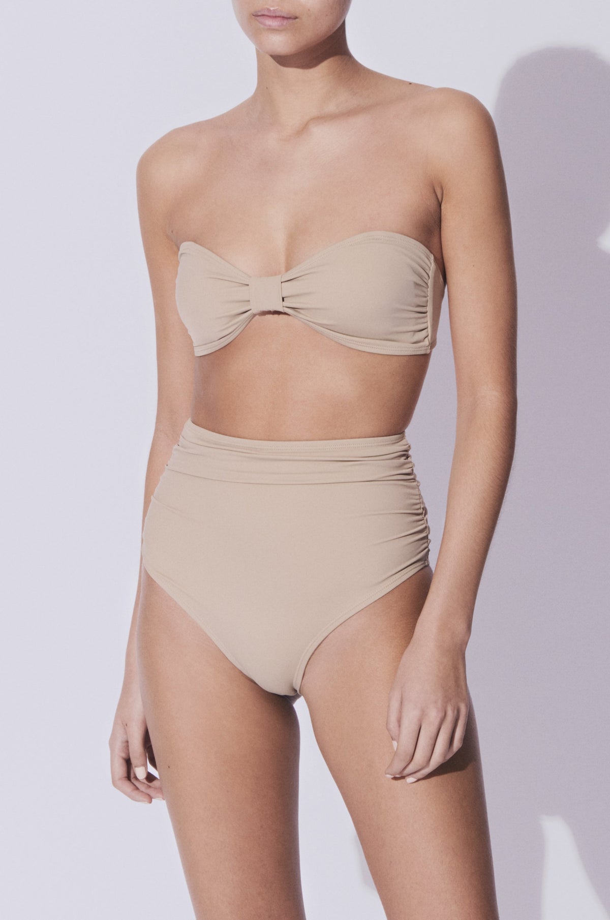 Nikko Scrunch Bikini Bottoms in beige by Kōraru