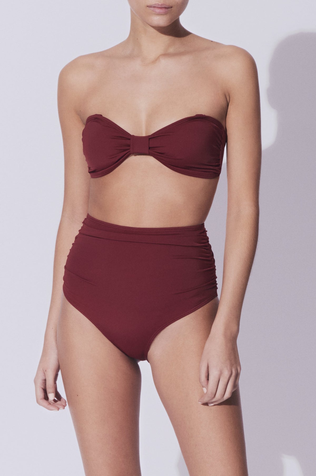 Nikko Bandeau Bikini Top in burgundy by Kōraru