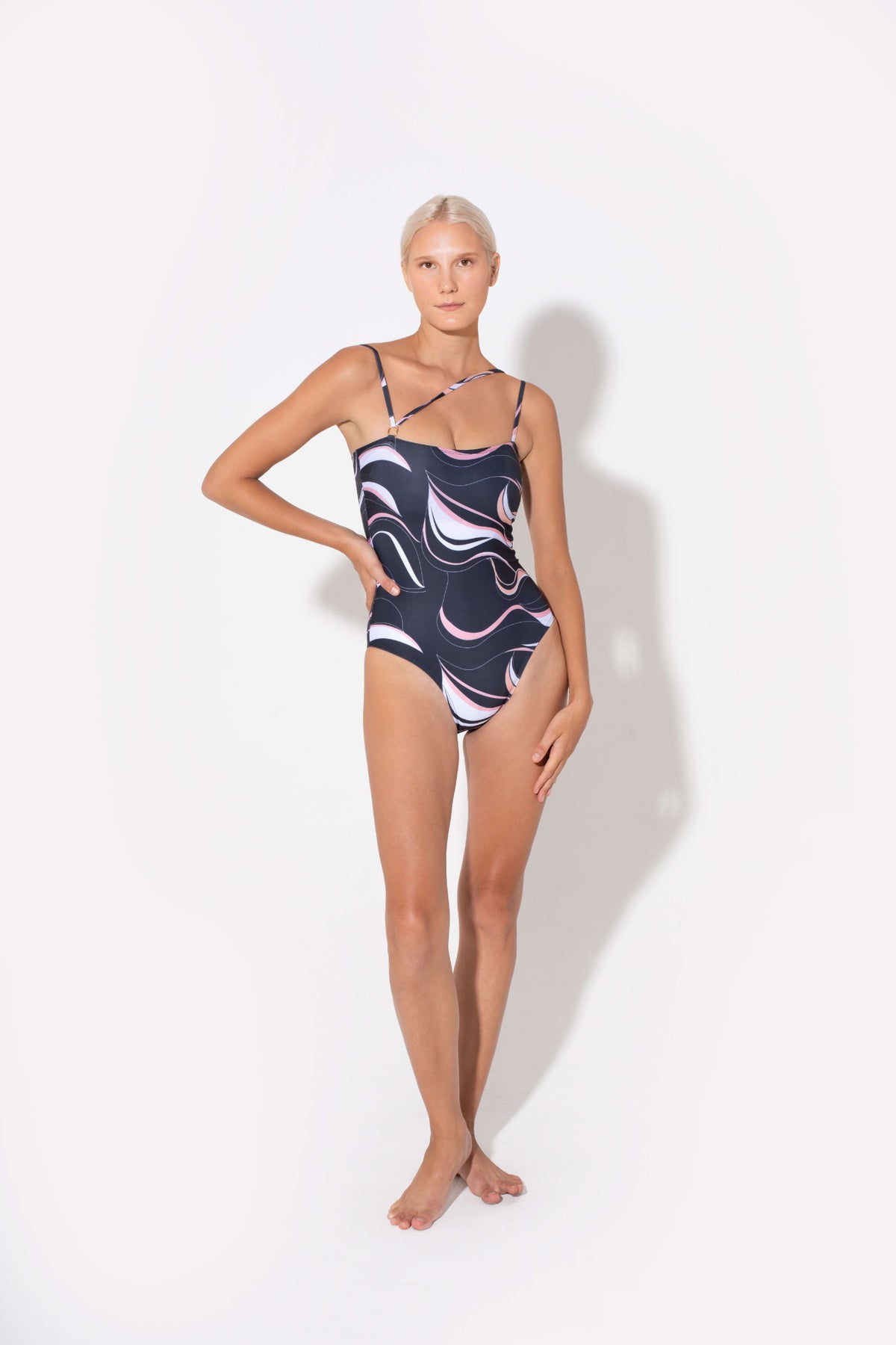Zabel Tube One-Piece Swimsuit in coral print by Kōraru
