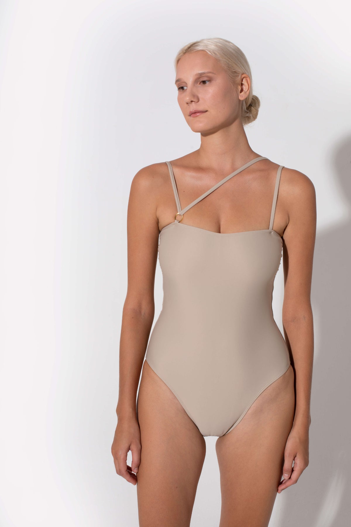 Zabel Tube One-Piece Swimsuit in beige by Kōraru