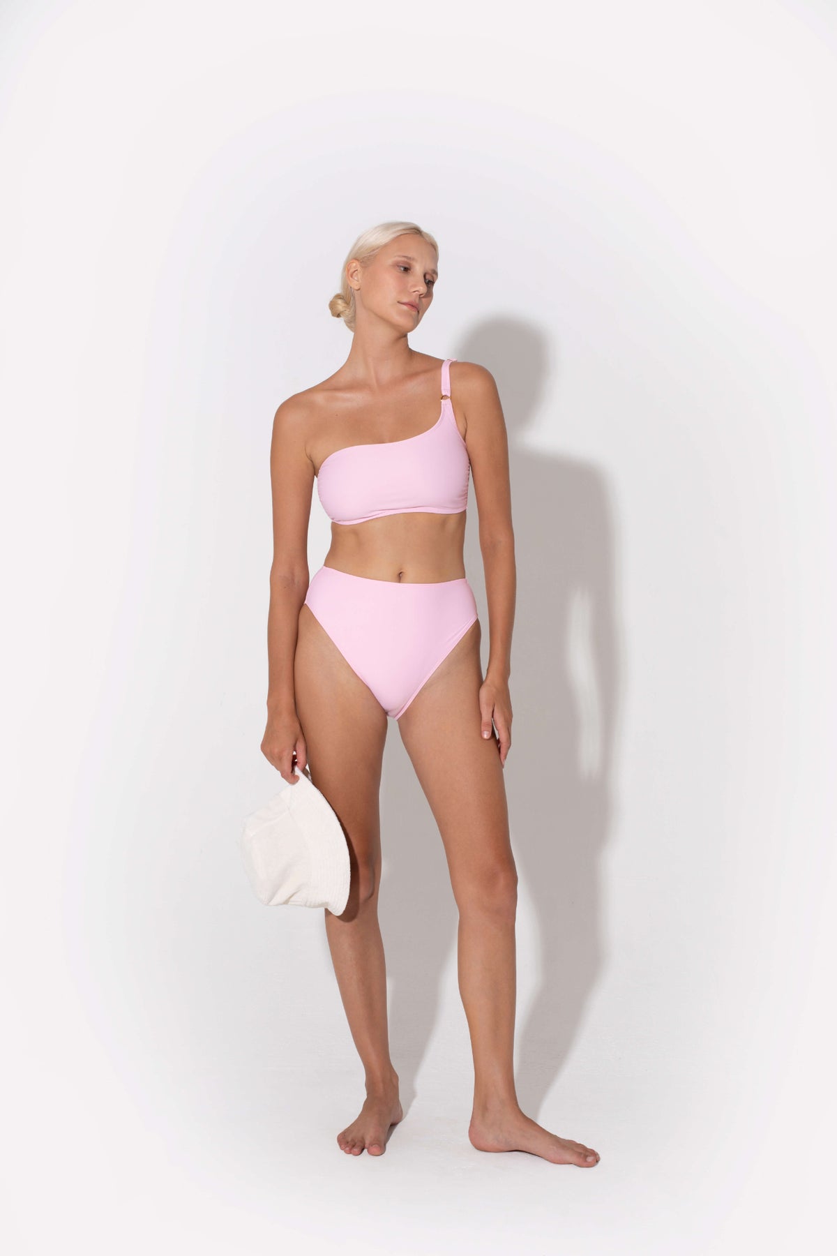 Annie High Waist Bikini Bottoms in powder pink by Kōraru