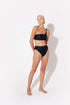 comfortable and sexy swimwear Koraru. Black bikini made from bandeau top and bottoms from shiny and soft fabrics