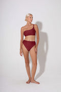 Annie haut bandeau asymétrique à une épaule Bordeaux
