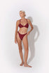 Hedy mid rise bikini bottoms in burgundy from luxury sustainable swimwear brand Koraru summer style bikini 