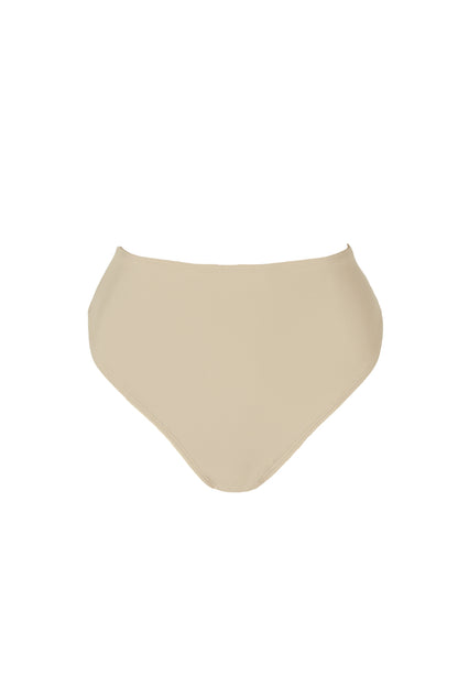 Annie high waist bikini bottoms in beige from sustainable luxury swimwear brand Koraru