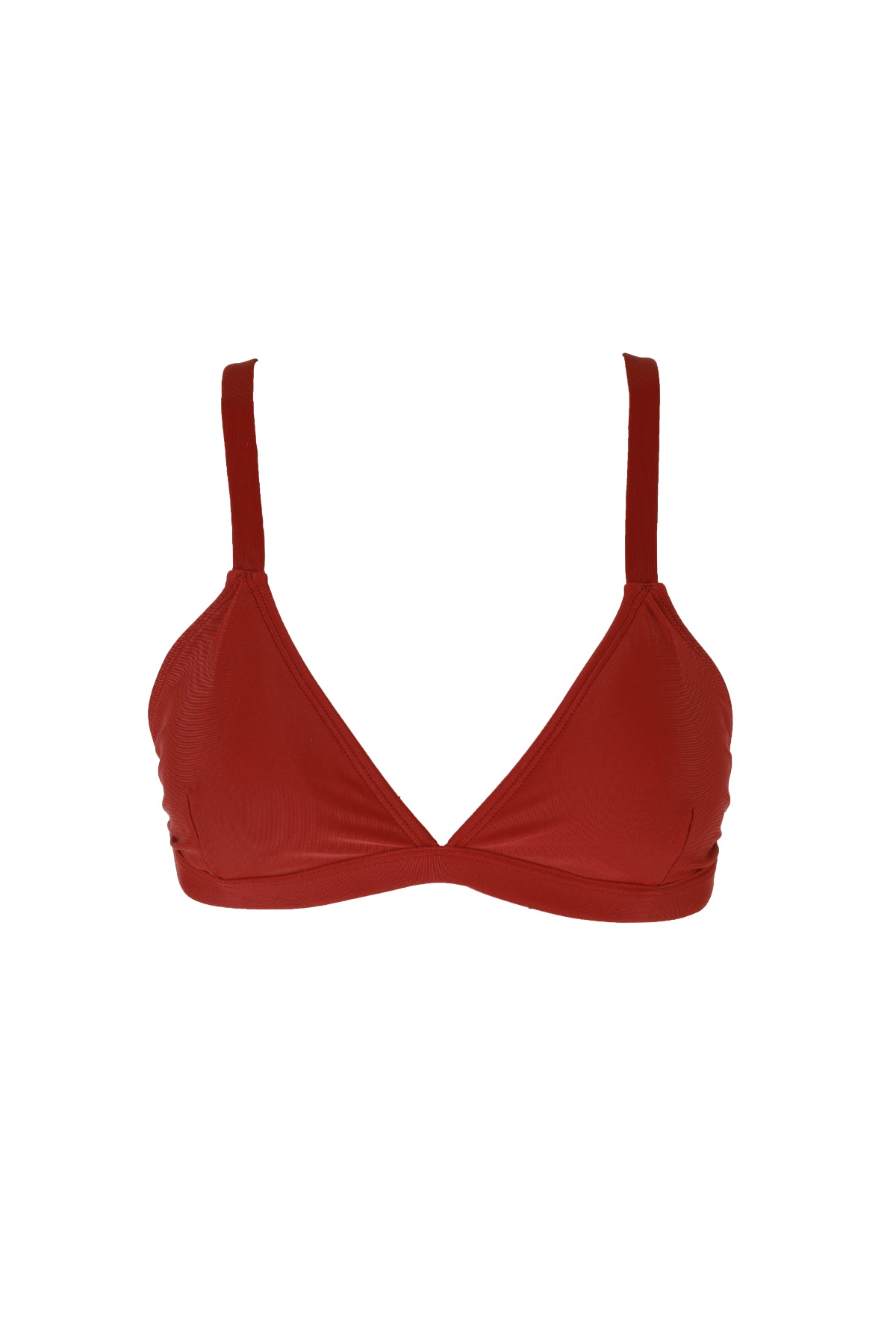 Hedy triangle bikini top in burgundy from luxury sustainable swimwear brand Koraru
