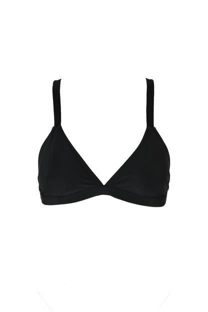 Hedy triangle bikini top in black from luxury sustainable swimwear brand Koraru
