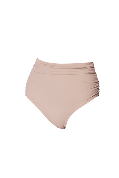 beige high rise bikini bottoms high waisted bikini bottoms stylish swimwear koraru sustainable bikinis