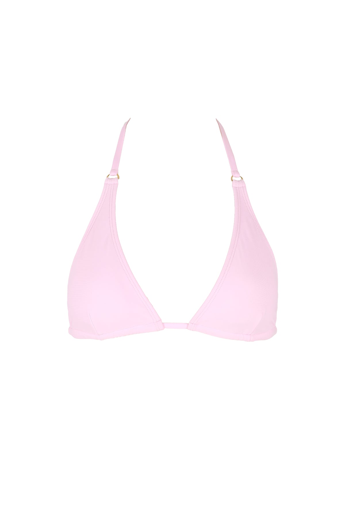 pink triangle top bikini luxury swimwear koraru sustainable swimwear halther bikini top