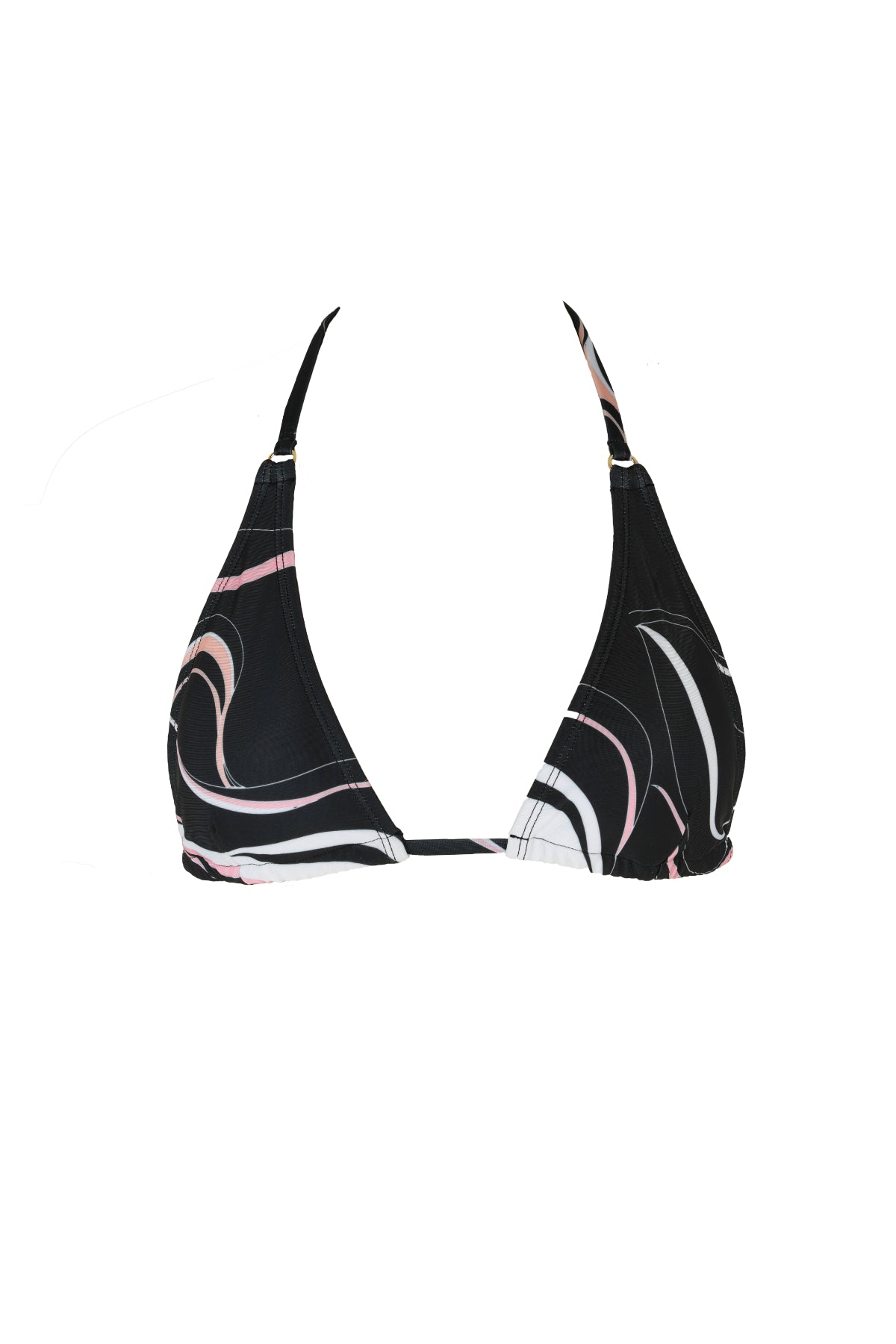 coral print red triangle top bikini luxury swimwear koraru sustainable swimwear halther bikini top