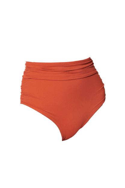 orange high rise bikini bottoms high waisted bikini bottoms stylish swimwear koraru sustainable bikinis