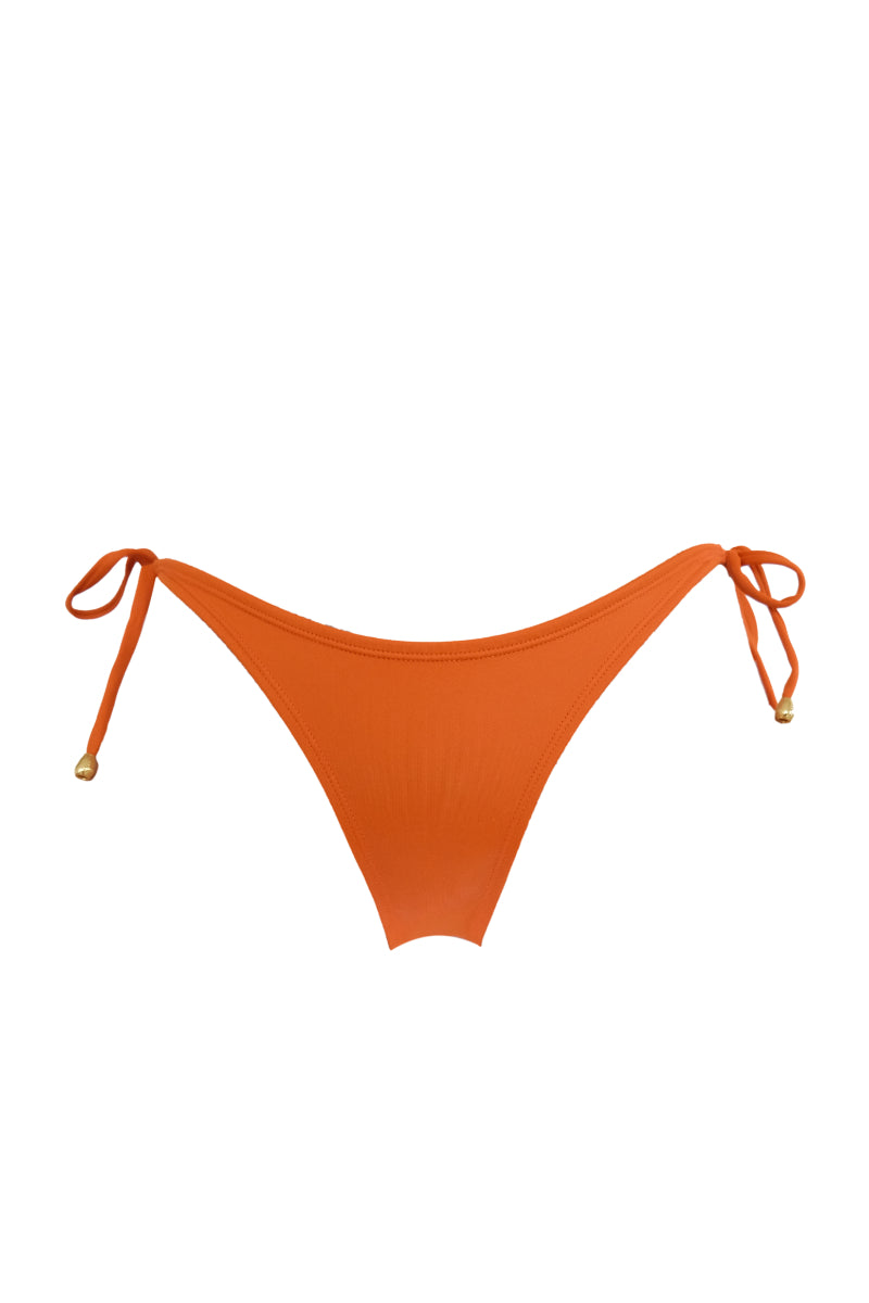 orange side tie bikini bottoms sustainable swimwear koraru ethical bikinis
